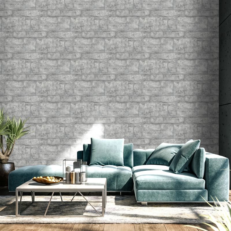 Slate Brick Wall Effect Wallpaper