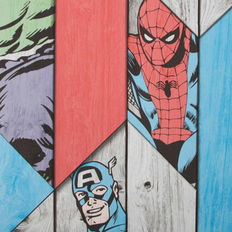 Marvel Character Wood Panel Wallpaper