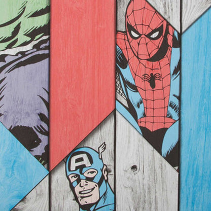 Marvel Character Wood Panel Wallpaper