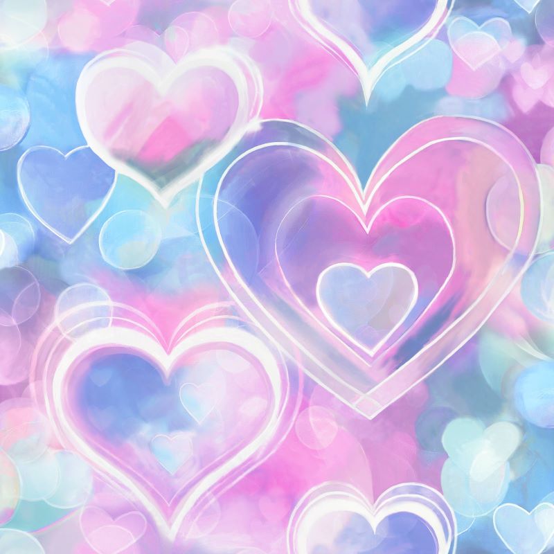 Neon Hearts Wallpaper Pink/Blue Sample