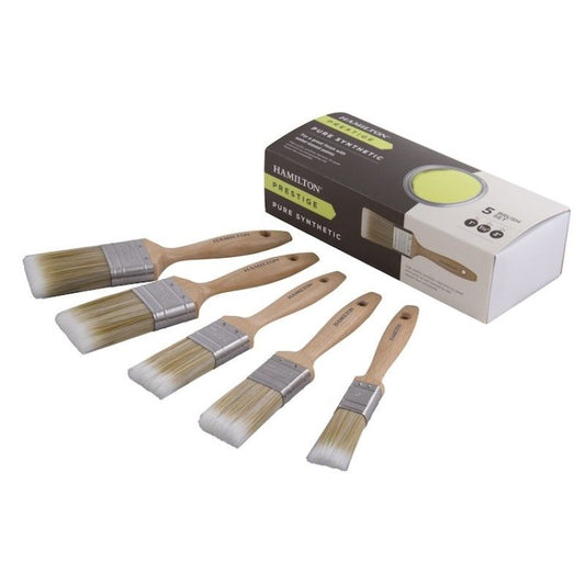 Hamilton Prestige Pure Synthetic Paint Brush Box Set (5 Pack) + Free Sash Brush