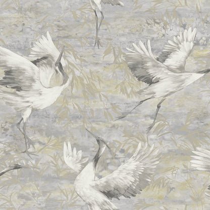 Sarus Crane Metallic Wallpaper