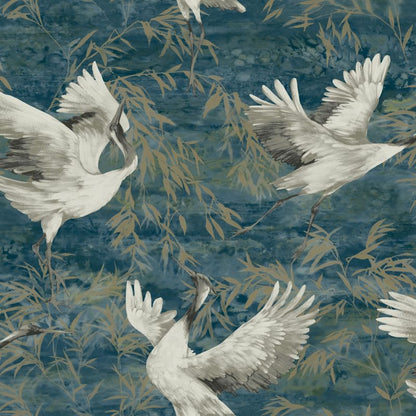 Sarus Crane Metallic Wallpaper