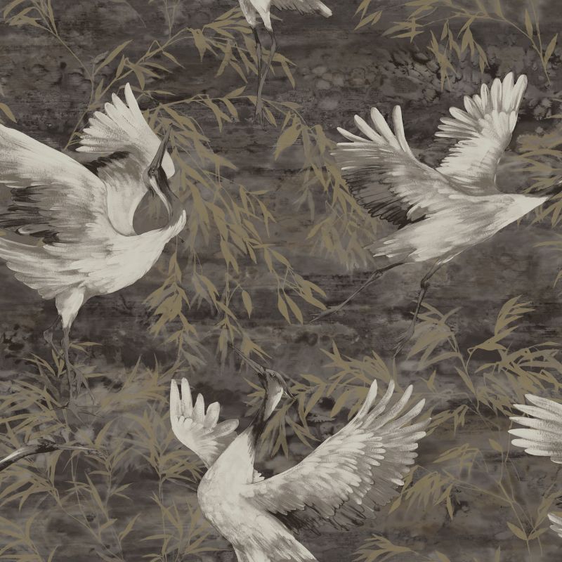 Sarus Crane Metallic Wallpaper