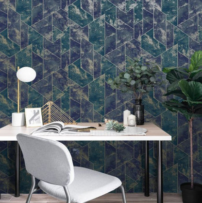 Zarci Marble Geometric Framed Wallpaper