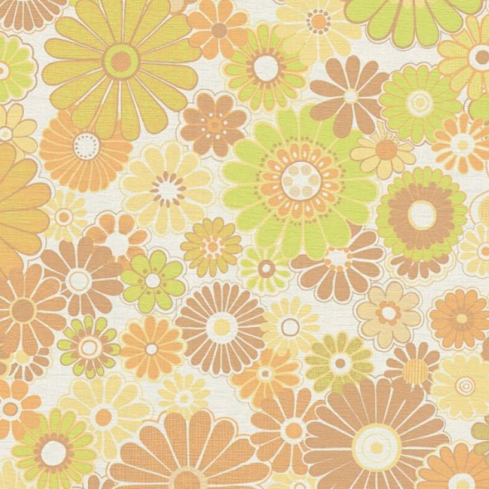 Retro Chic Flower Power Wallpaper Yellow