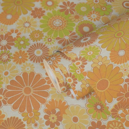 Retro Chic Flower Power Wallpaper Yellow