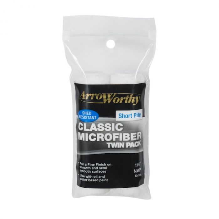 Arroworthy Classic Microfiber 4" 1/4" Mini Roller Sleeve Short Pile (Twin Pack)