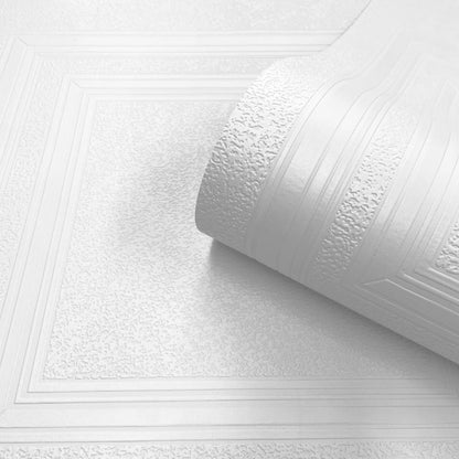 Textured Paintable Panel Wallpaper White