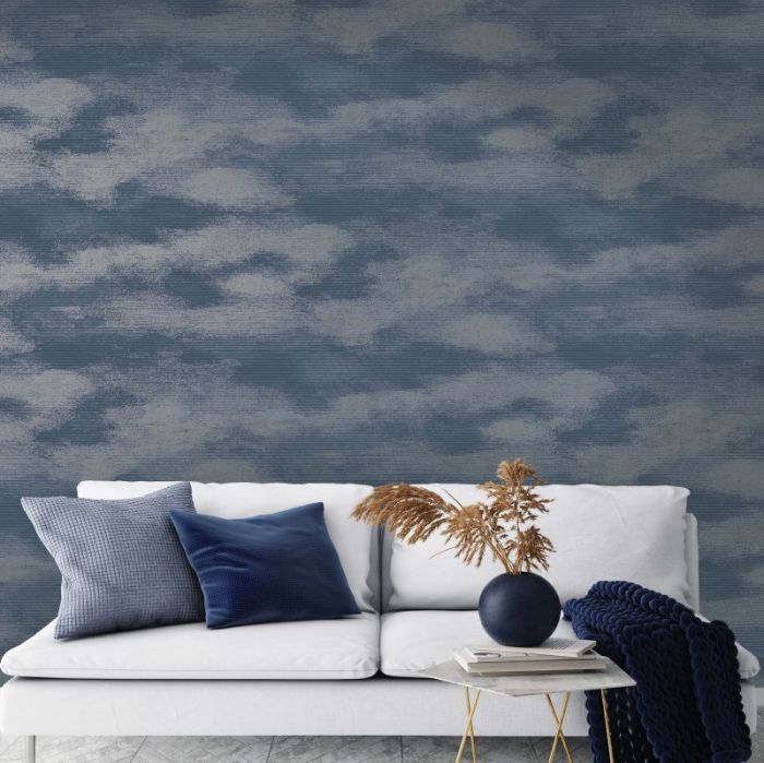 Stratus Metallic Cloud Printed Wallpaper