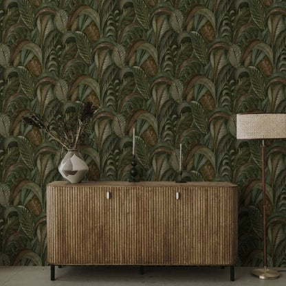 Raffia Tropical Palm Leaf Wallpaper