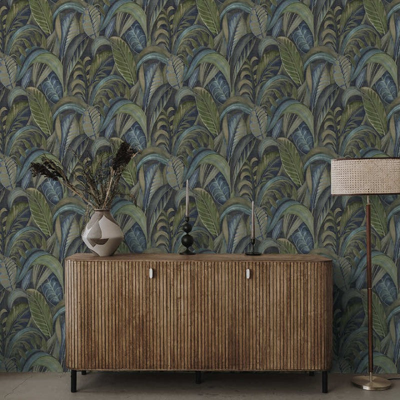 Raffia Tropical Palm Leaf Wallpaper