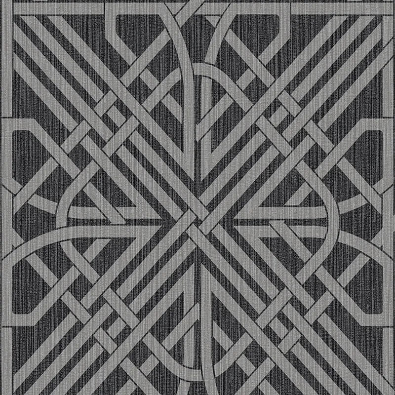 Oria Geometric Printed Glitter Wallpaper - Charcoal/Grey