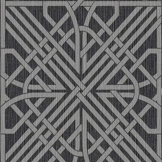 Oria Geometric Printed Glitter Wallpaper - Charcoal/Grey