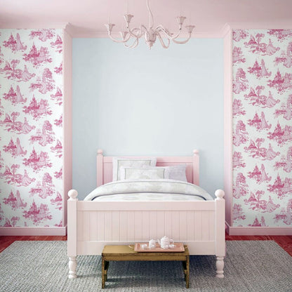 Disney Princess Toile Pink Wallpaper