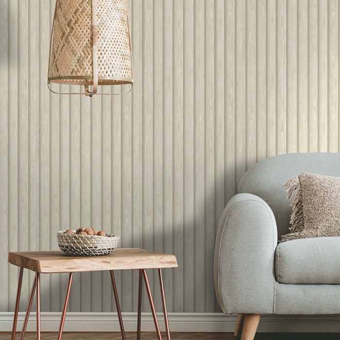 Acacia Wood Effect Striped Wallpaper