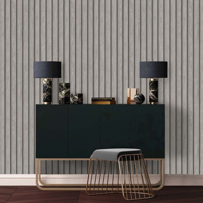 Acacia Wood Effect Striped Wallpaper