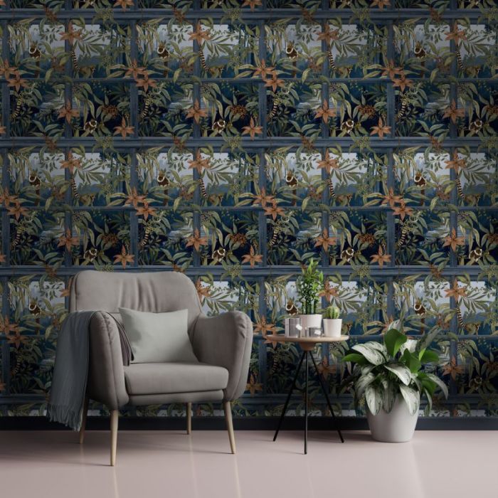 Comoro Tropical Window Design Wallpaper