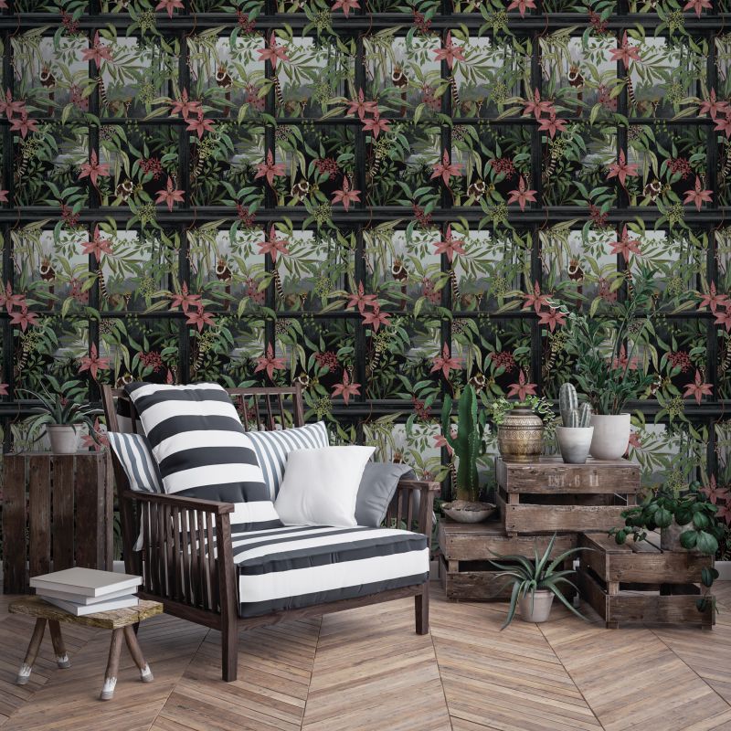 Comoro Tropical Window Design Wallpaper