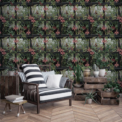 Comoro Tropical Window Design Wallpaper