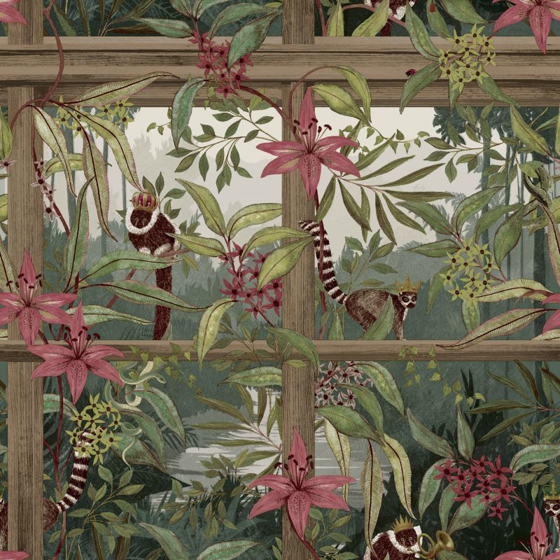 Comoro Tropical Window Design Wallpaper