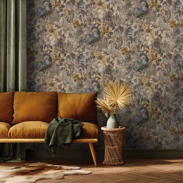 Thalia Peacock Concrete Textured Wallpaper