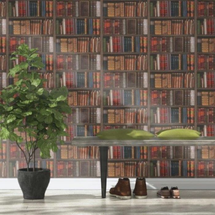 Library Bookcase Wallpaper