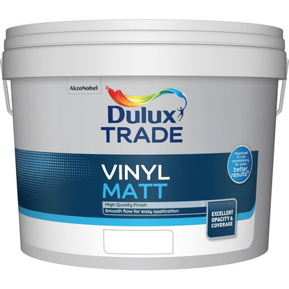 Dulux Trade Vinyl Matt Paint-- Designer Colour Match Paint - Tidy White 10L