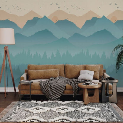 Montana Vignette Mountain Scene Mural Wallpaper