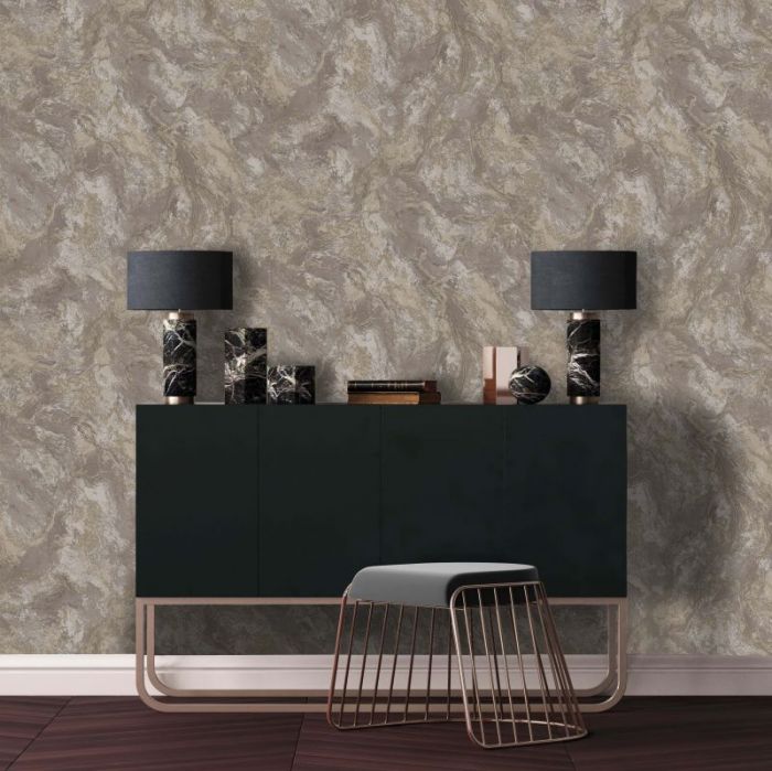 Calacatta Marble Bead  Metallic Wallpaper