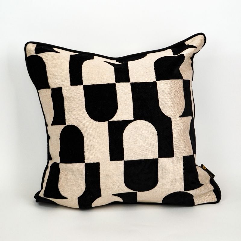 Malini Chillpill Black Geometric Cushion