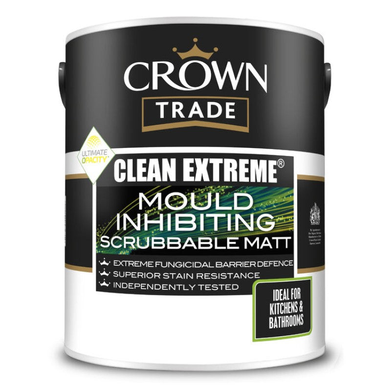 Crown Trade Clean Extreme Mould Inhibiting Scrubbable Matt - Colour Match