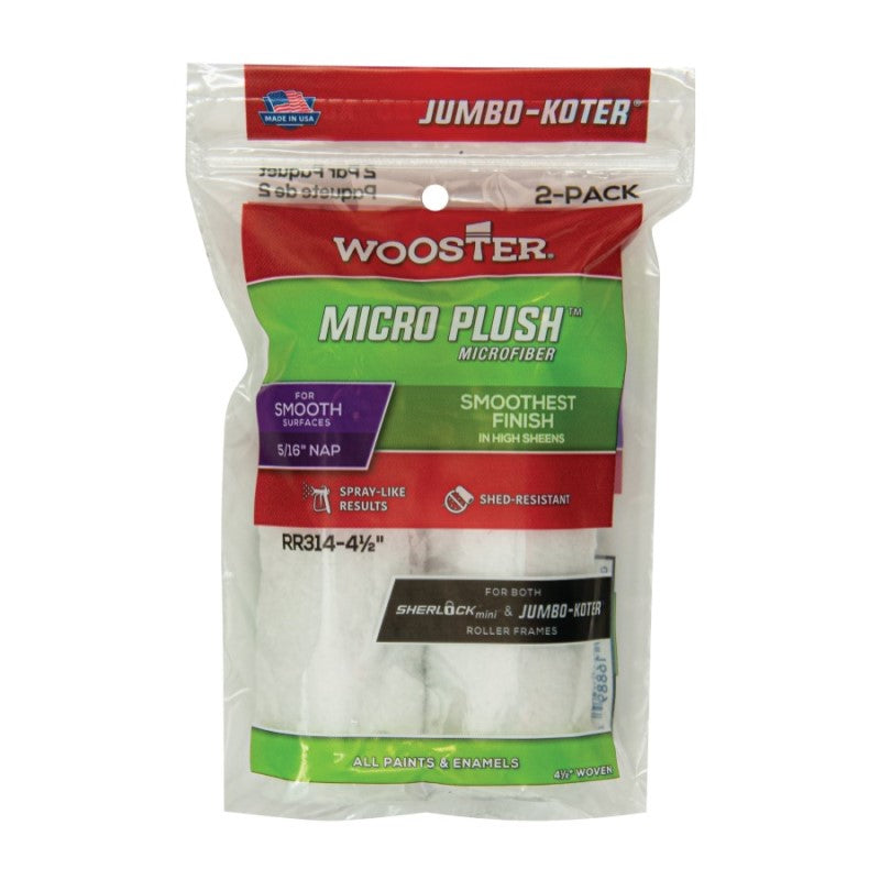 Wooster Jumbo-Koter Micro Plush 4.5" x 5/16" Roller Sleeve (2 Pack)