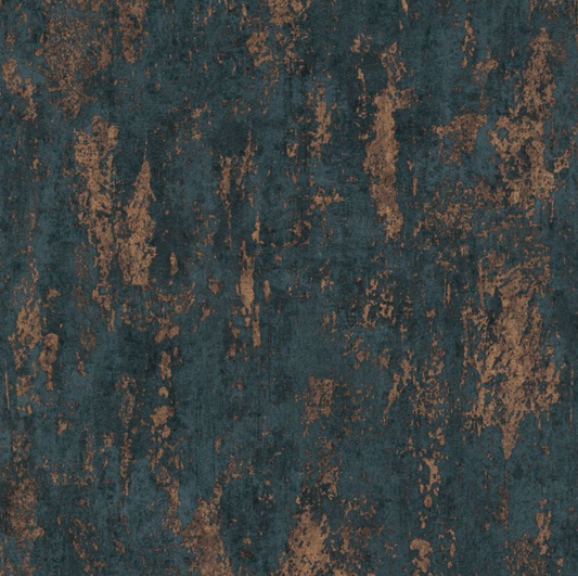 Metallic Industrial Textured Wallpaper Navy & Copper Sample