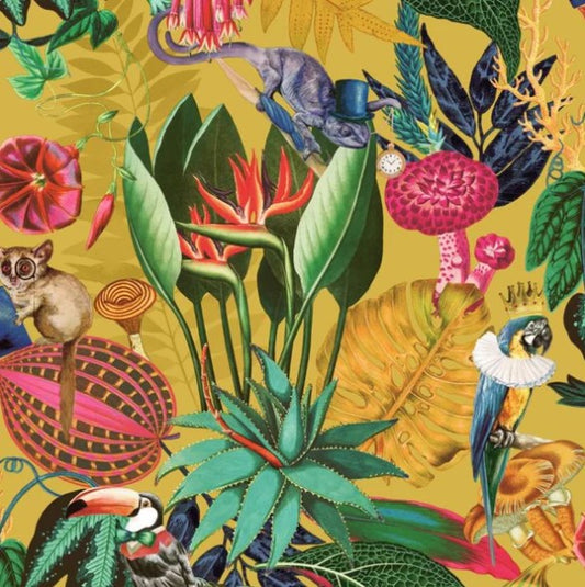 Wonderland Jungle Wallpaper Ochre sample