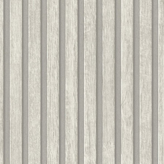 Wooden Slat 3D Wallpaper - Light Grey Sample