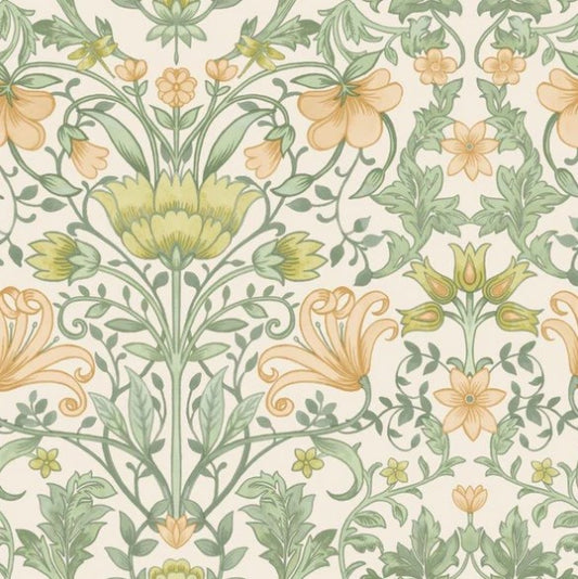 Vintage Floral Wallpaper Ochre Sample