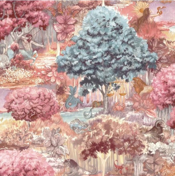 Zodiac Forest Pink Wallpaper Sample