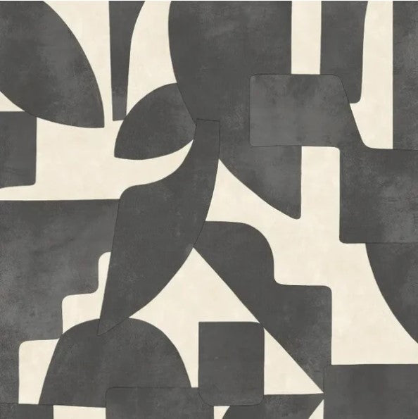 Abstract Angles Wallpaper - Cream/Charcoal Sample