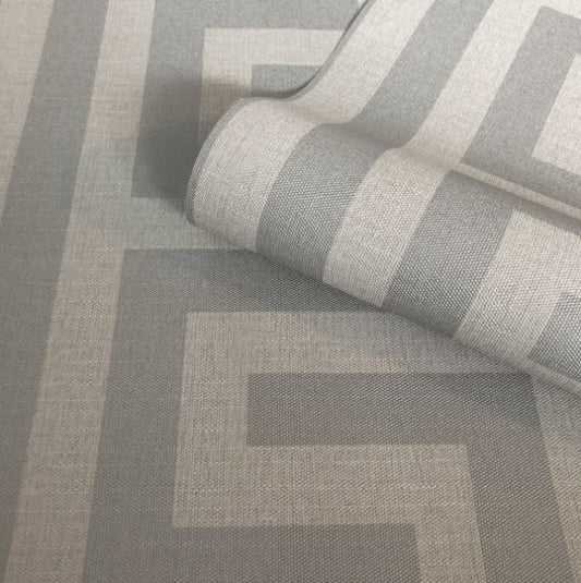 Giorgio Greek Key Wallpaper Soft Silver Sample