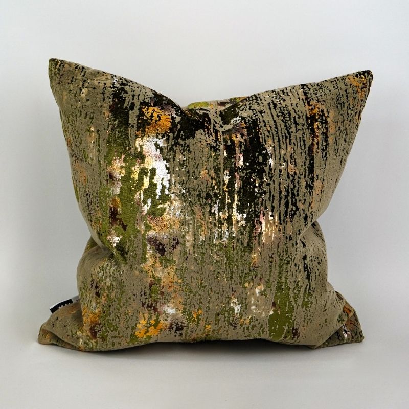 Malini Torcello Olive Metallic Cushion