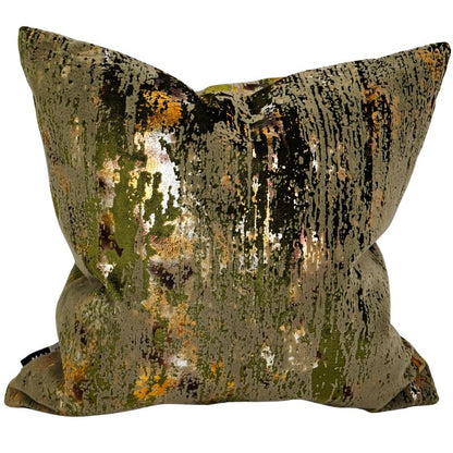 Malini Torcello Olive Metallic Cushion