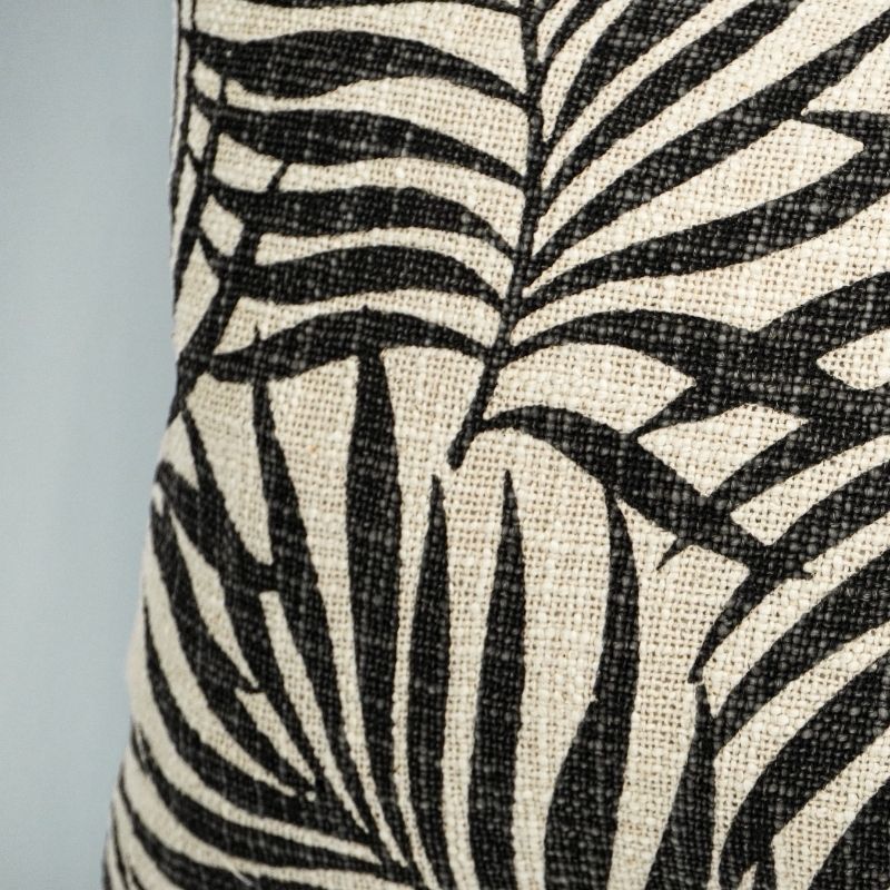 Malini Wapi Black Leaf Print Cushion