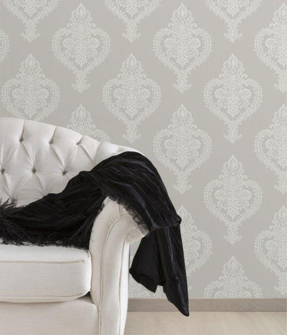 Adalyn Luxury Damask Wallpaper Taupe