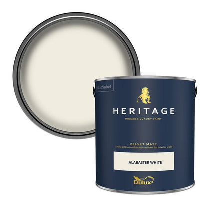 Tin and swatch image of Dulux Heritage Alabaster White