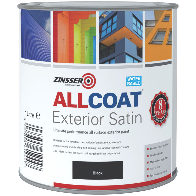 Zinsser AllCoat Interior & Exterior Satin Paint - Black