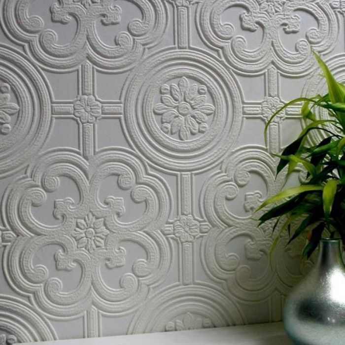 Anaglypta Luxury Egon Vinyl Wallpaper White