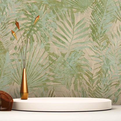 Tropical Palm Leaf Wallpaper Green