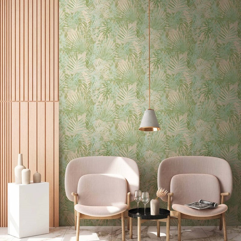 Tropical Palm Leaf Wallpaper Green