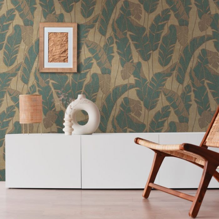 Miami Palm Leaf Wallpaper Teal